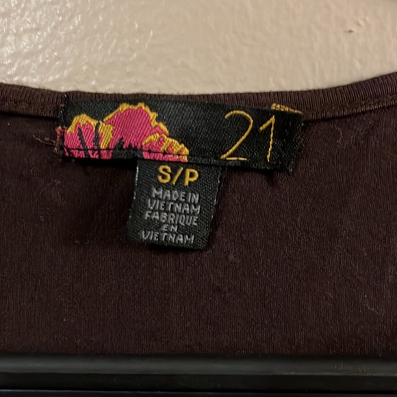 Forever 21 Brown Bubble Cap Sleeve Tie Waist Dress S - Picture 4 of 8